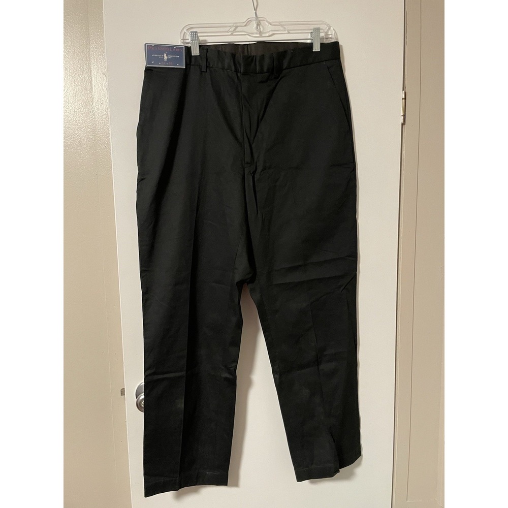 Polo Ralph Lauren men's Black pants 34x30 flat front 100% Cotton preppy NWT